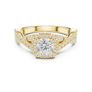 Luminary Round Brilliant Pavé-Set Twisted Solitaire Ring - Image 2