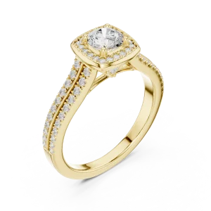 Luminary Round Brilliant Pavé-Set Halo Engagement Ring