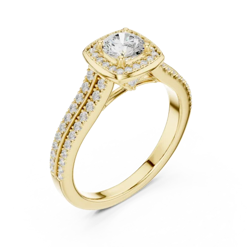 Luminary Round Brilliant Pavé-Set Halo Engagement Ring