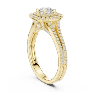 Luminary Round Brilliant Double Halo Pavé Solitaire Ring - Image 3