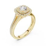 Luminary Round Brilliant Double Halo Pavé Solitaire Ring