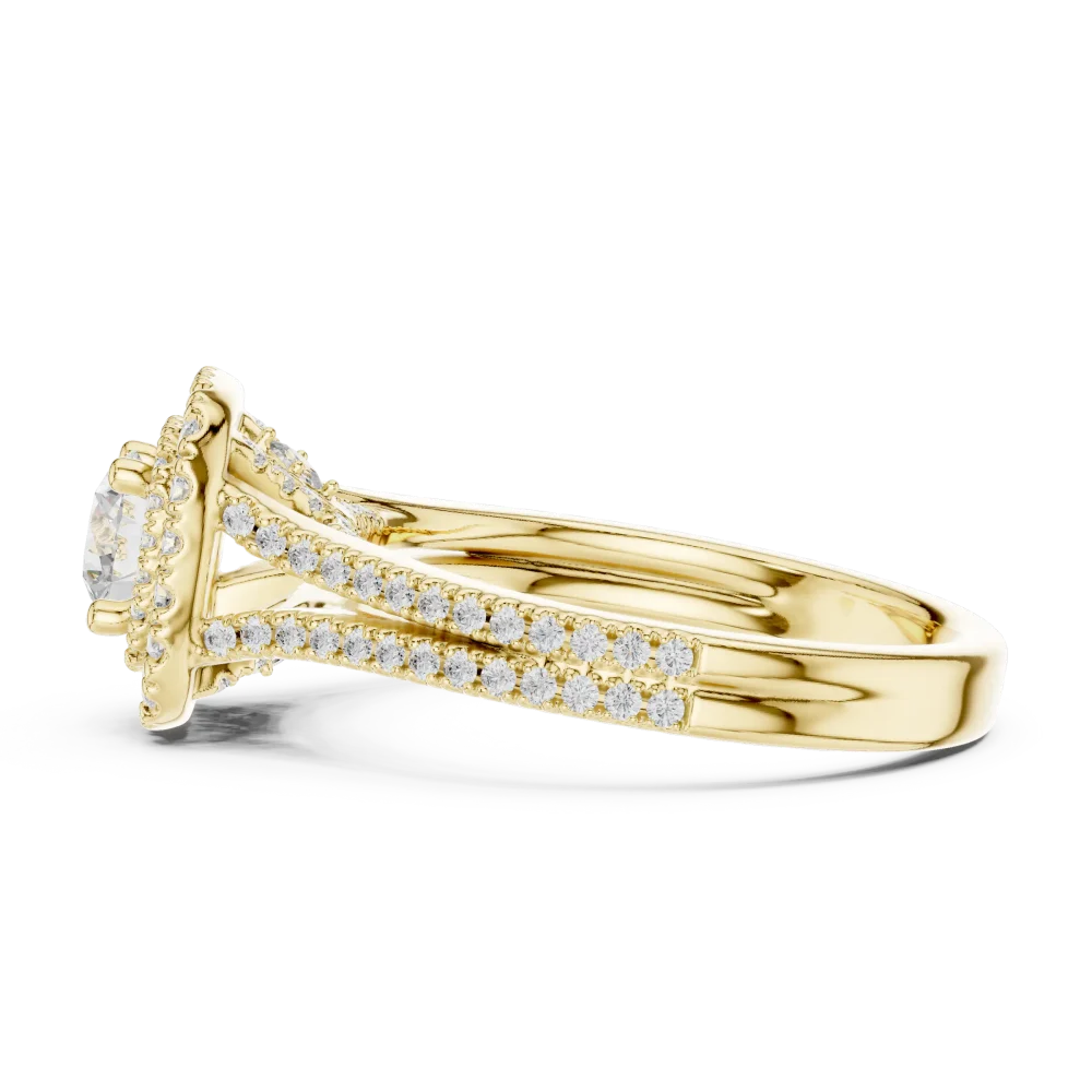 Luminary Round Brilliant Double Halo Pavé Solitaire Ring - Image 4