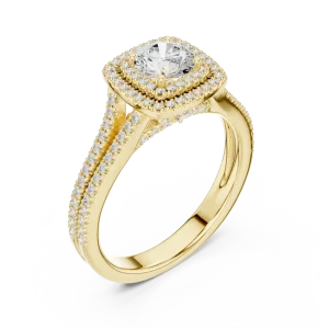 Luminary Round Brilliant Double Halo Solitaire Ring