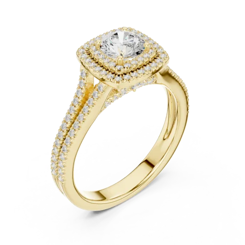 Luminary Round Brilliant Double Halo Solitaire Ring