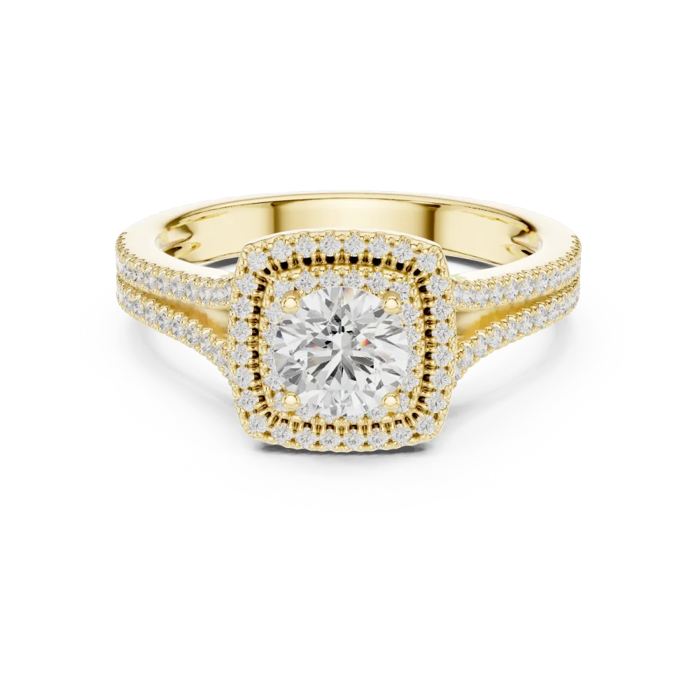Luminary Round Brilliant Double Halo Solitaire Ring - Image 2