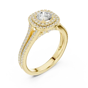Luminary Round Brilliant Double Halo Solitaire Ring