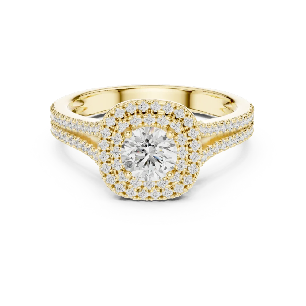 Luminary Round Brilliant Double Halo Solitaire Ring - Image 2