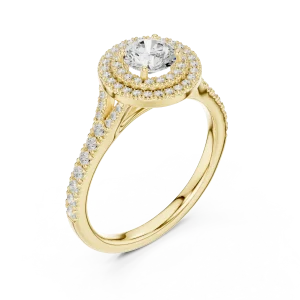Luminary Round Brilliant Double Halo Solitaire Ring