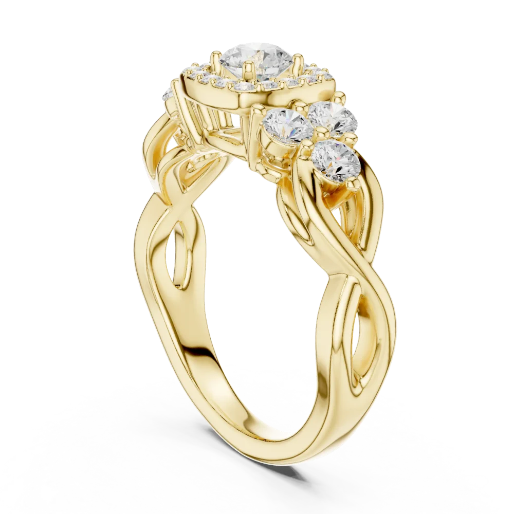 Luminary Round Brilliant Multi-Stone Entwined Halo Ring - Image 3