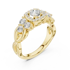 Luminary Round Brilliant Multi-Stone Entwined Halo Ring
