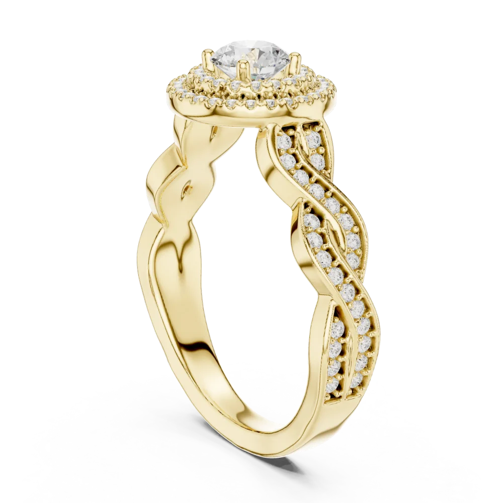Luminary Round Brilliant Pavé-Set Double Halo Solitaire Ring - Image 3