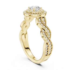 Luminary Round Brilliant Pavé-Set Double Halo Solitaire Ring - Image 3