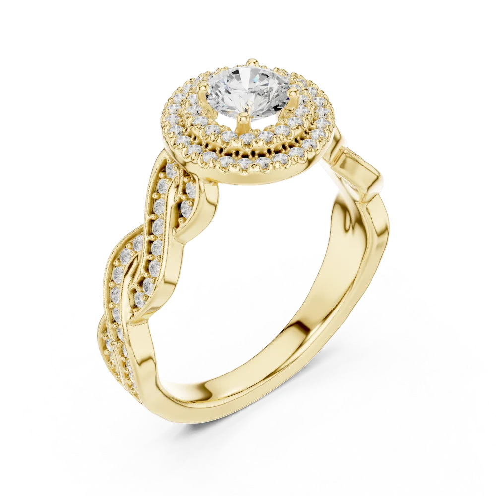 Experience unmatched brilliance with this Luminary round solitaire ring. A double halo and pavé-set band create an iconic look. Shop the luxury.