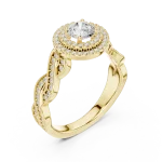 Luminary Round Brilliant Pavé-Set Double Halo Solitaire Ring