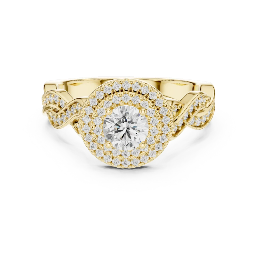 Luminary Round Brilliant Pavé-Set Double Halo Solitaire Ring - Image 2