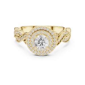 Luminary Round Brilliant Pavé-Set Double Halo Solitaire Ring - Image 2