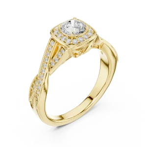 Ethereal Luminary Round Cut Halo Solitaire Ring