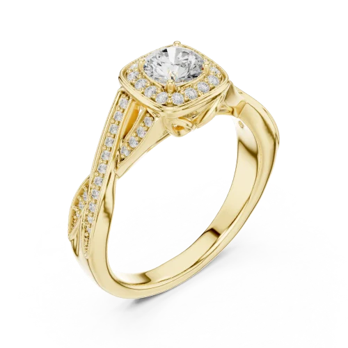 Ethereal Luminary Round Cut Halo Solitaire Ring