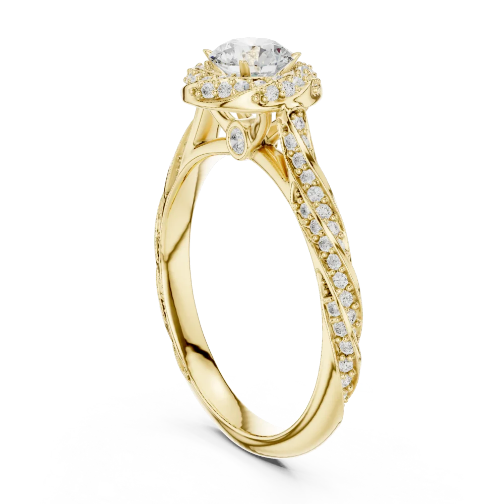 Luminary Round Brilliant Pavé-Set Twisted Solitaire Ring - Image 3