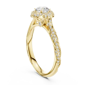 Luminary Round Brilliant Pavé-Set Twisted Solitaire Ring - Image 3
