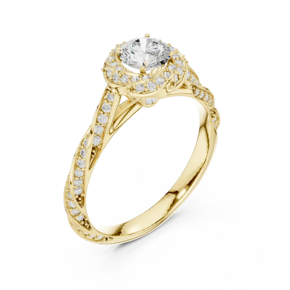 Experience the brilliance of this modern classic, featuring a shimmering DIAMEUR solitaire set in a fluid, pavé-adorned band. Shop elegance today.
