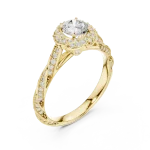 Luminary Round Brilliant Pavé-Set Twisted Solitaire Ring