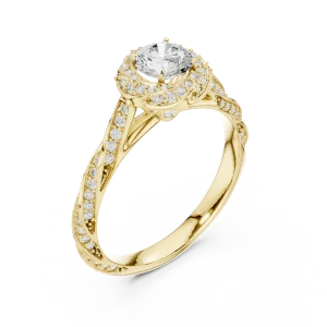 Luminary Round Brilliant Pavé-Set Twisted Solitaire Ring