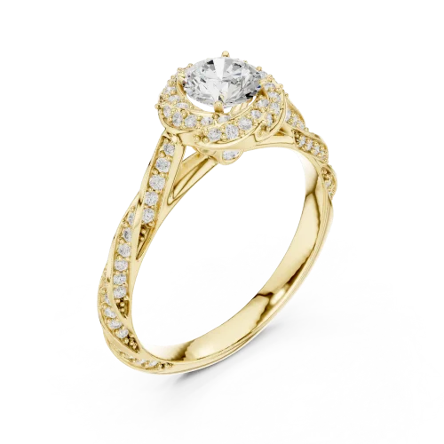 Luminary Round Brilliant Pavé-Set Twisted Solitaire Ring