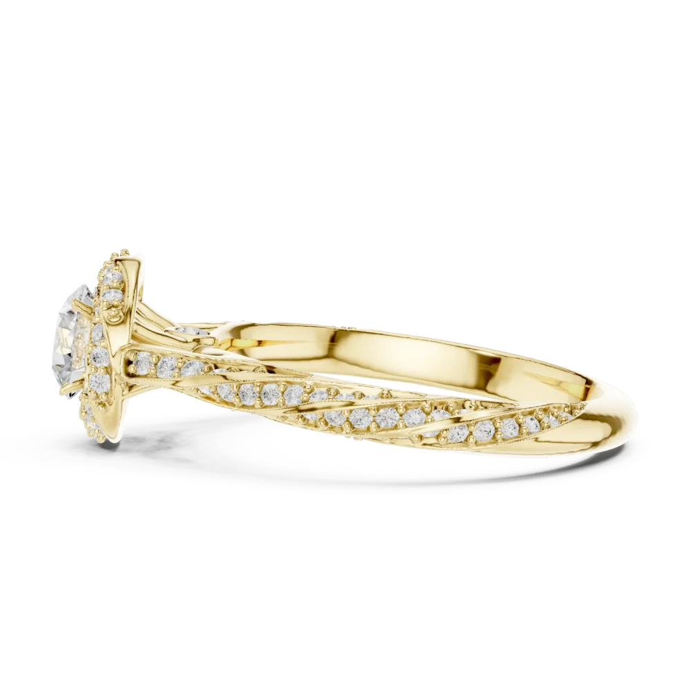 Luminary Round Brilliant Pavé-Set Twisted Solitaire Ring - Image 4