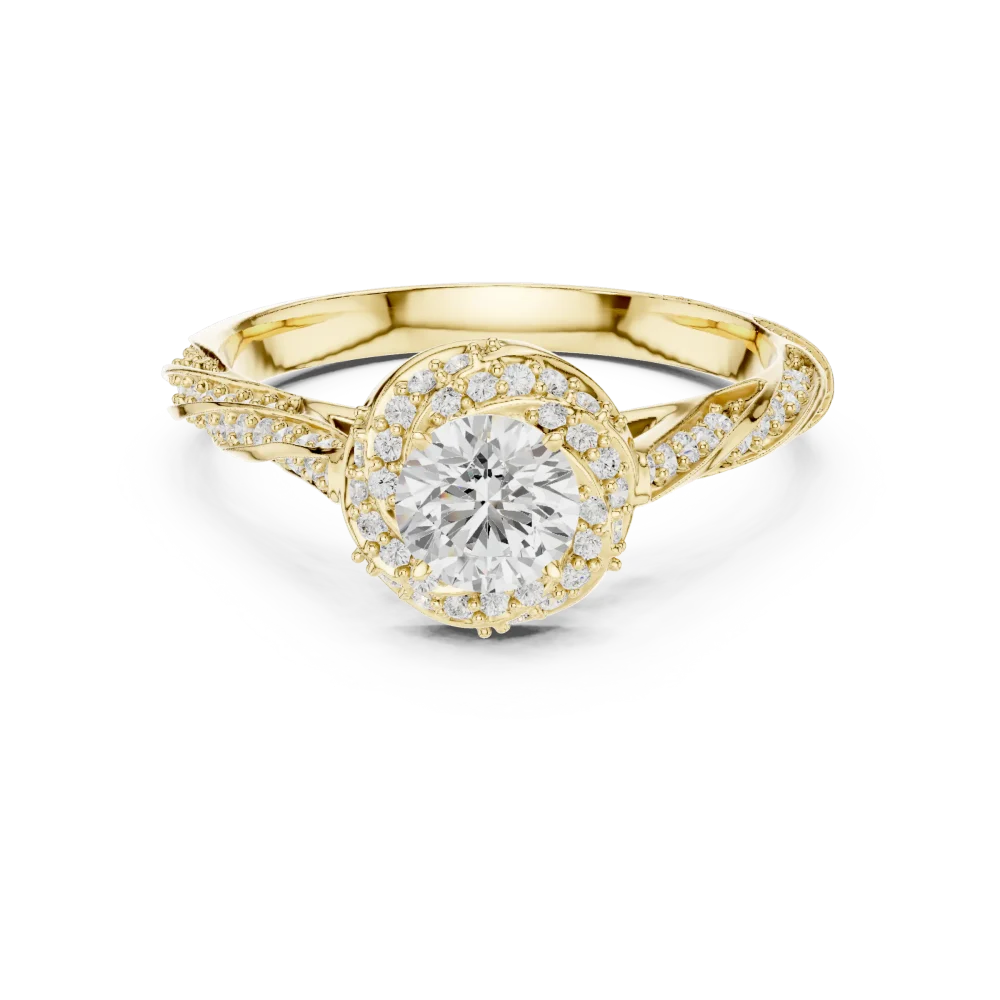 Luminary Round Brilliant Pavé-Set Twisted Solitaire Ring - Image 2