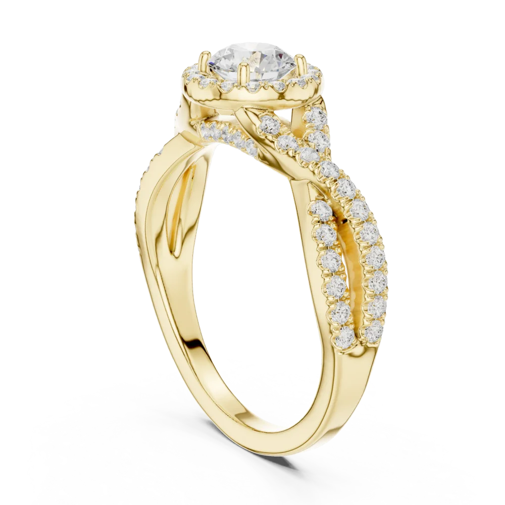 Ethereal Luminary Round Brilliant Twist Pavé Solitaire Ring - Image 3
