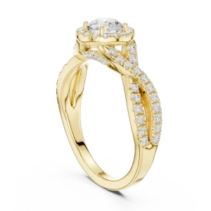 Ethereal Luminary Round Brilliant Twist Pavé Solitaire Ring - Image 3