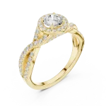 Ethereal Luminary Round Brilliant Twist Pavé Solitaire Ring