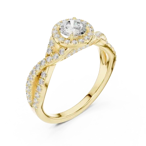 Ethereal Luminary Round Brilliant Twist Pavé Solitaire Ring
