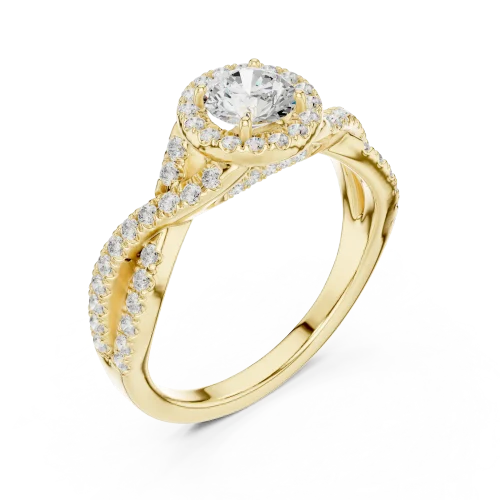 Ethereal Luminary Round Brilliant Twist Pavé Solitaire Ring