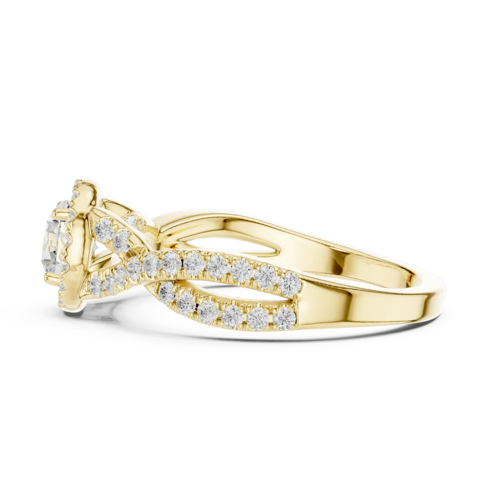 Ethereal Luminary Round Brilliant Twist Pavé Solitaire Ring - Image 4