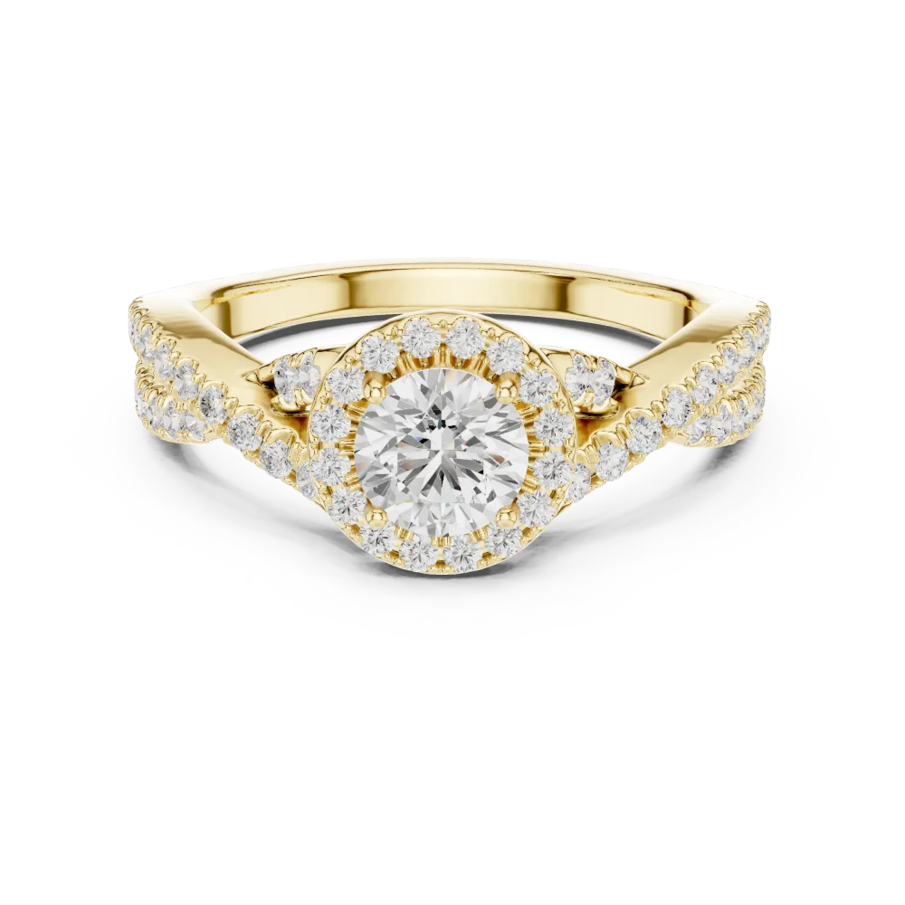 Ethereal Luminary Round Brilliant Twist Pavé Solitaire Ring - Image 2