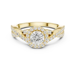 Ethereal Luminary Round Brilliant Twist Pavé Solitaire Ring - Image 2