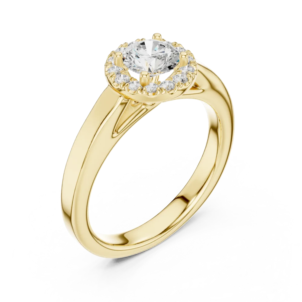 Discover the Ethereal Luminary halo ring, featuring a brilliant-cut DIAMEUR diamond. Elevate your style with this modern classic—shop the look today.