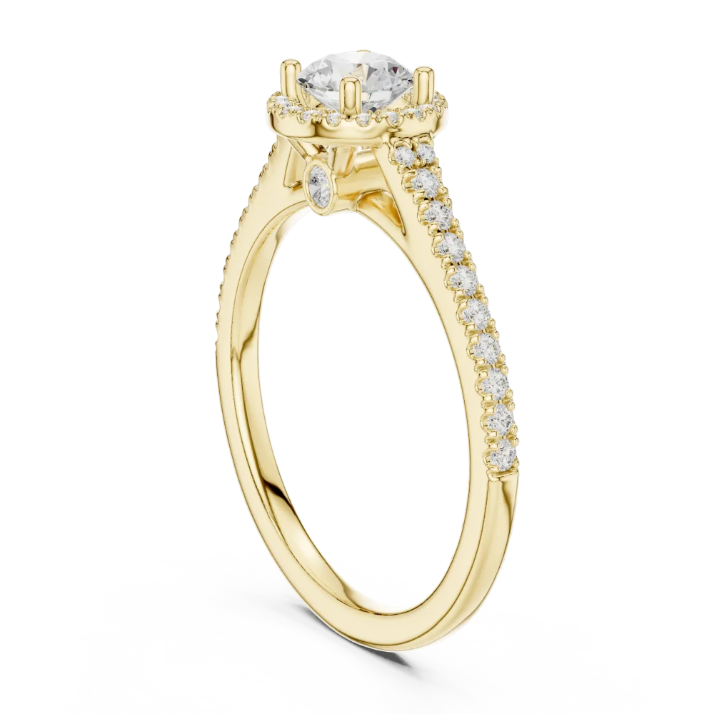 Ethereal Round Brilliant Pavé Halo Solitaire Engagement Ring - Image 3