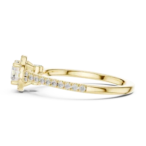Ethereal Round Brilliant Pavé Halo Solitaire Engagement Ring - Image 4