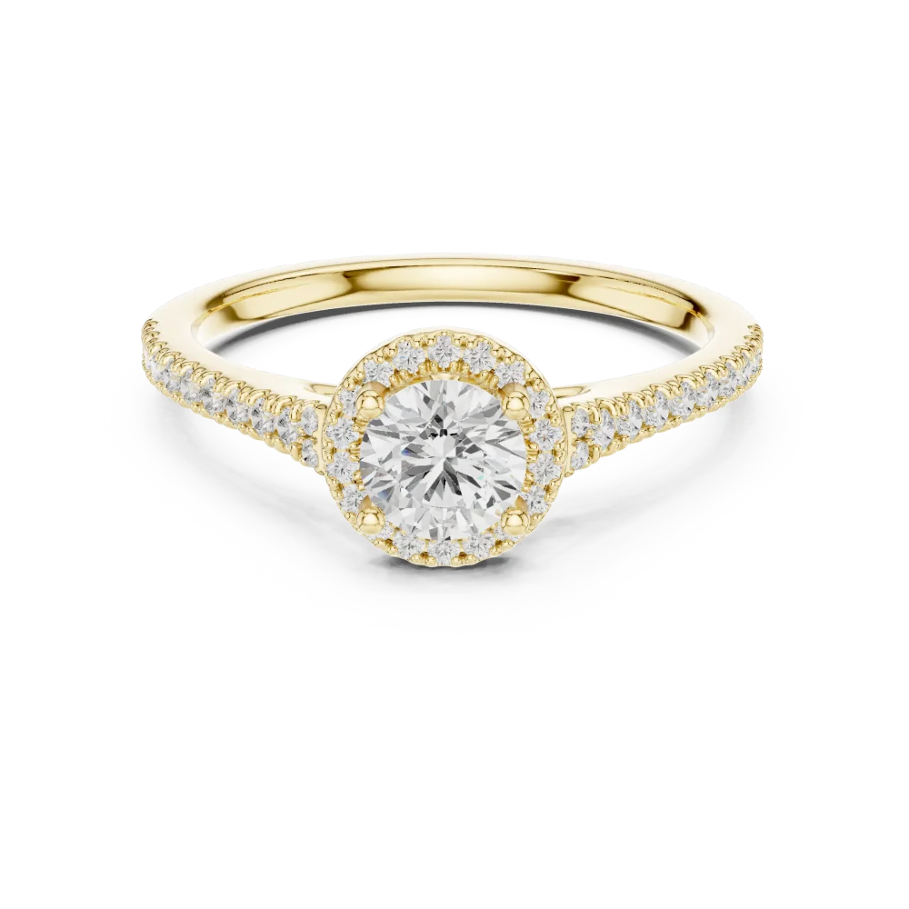 Ethereal Round Brilliant Pavé Halo Solitaire Engagement Ring - Image 2