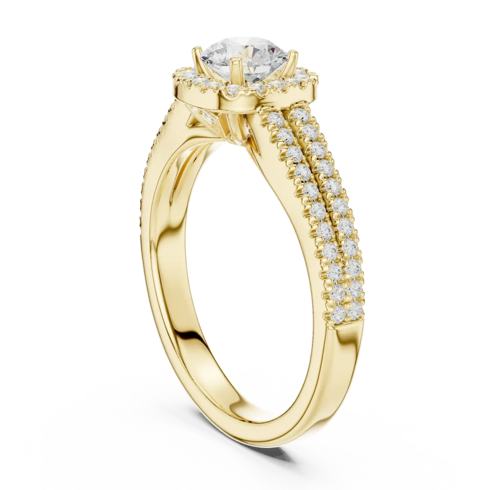 Luminary Round Brilliant Pavé-Set Double Band Solitaire Ring - Image 3