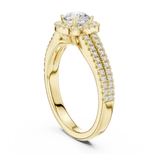 Luminary Round Brilliant Pavé-Set Double Band Solitaire Ring - Image 3