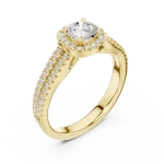 Luminary Round Brilliant Pavé-Set Double Band Solitaire Ring