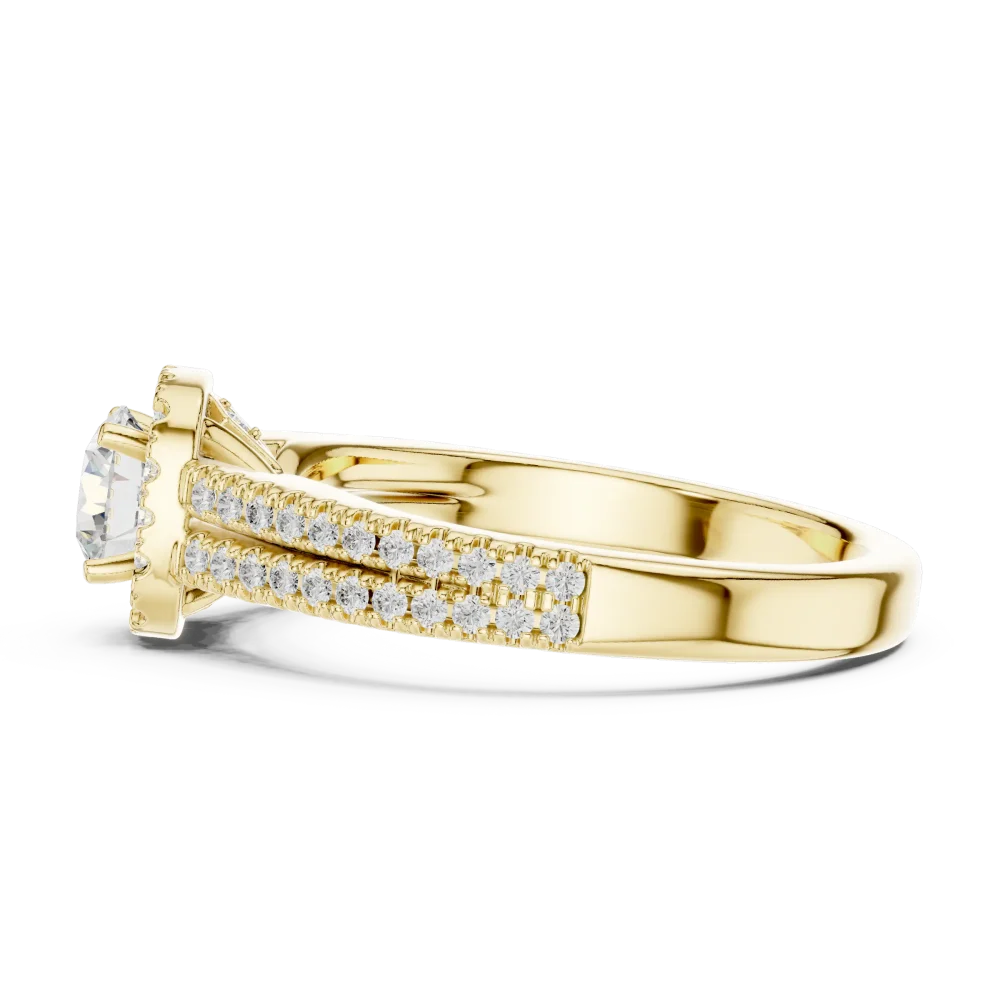 Luminary Round Brilliant Pavé-Set Double Band Solitaire Ring - Image 4