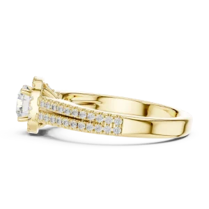 Luminary Round Brilliant Pavé-Set Double Band Solitaire Ring - Image 4
