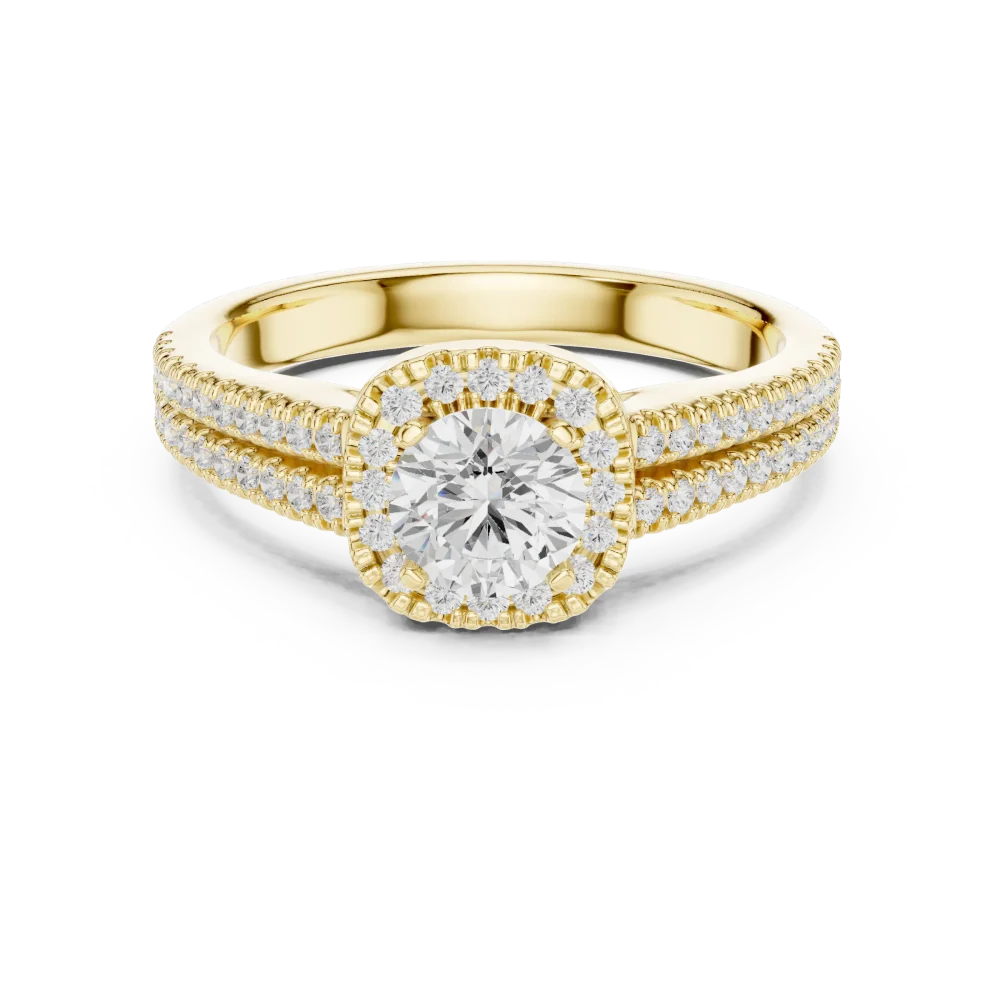 Luminary Round Brilliant Pavé-Set Double Band Solitaire Ring - Image 2