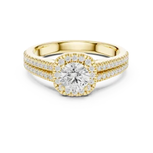 Luminary Round Brilliant Pavé-Set Double Band Solitaire Ring - Image 2