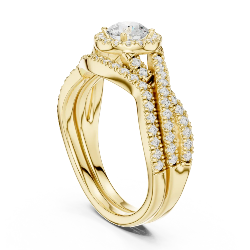 Luminary Round Brilliant Pavé-Set Twisted Solitaire Ring - Image 3
